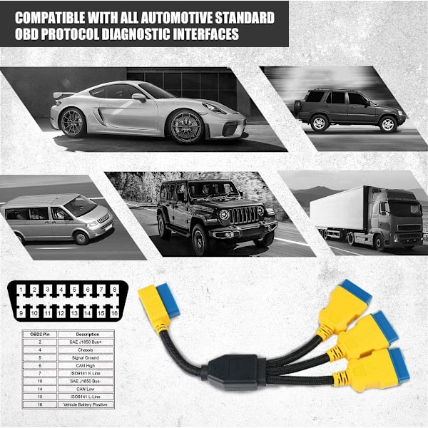 OBD-2-kaapeliadapteri - OBDII 16-nastainen 1 uros