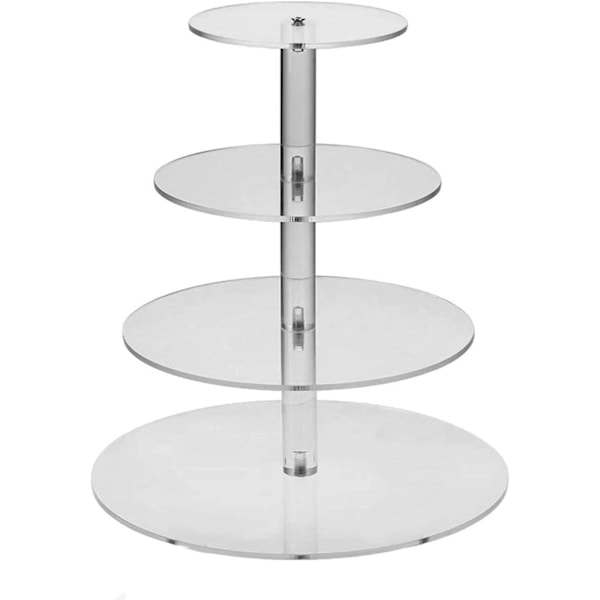 （26.3×26.3×30cm）Akryl Rund Kage Stativ 4-lags Madholder til Bryllup Fødselsdag Eftermiddagste Temafest Dekoration Su