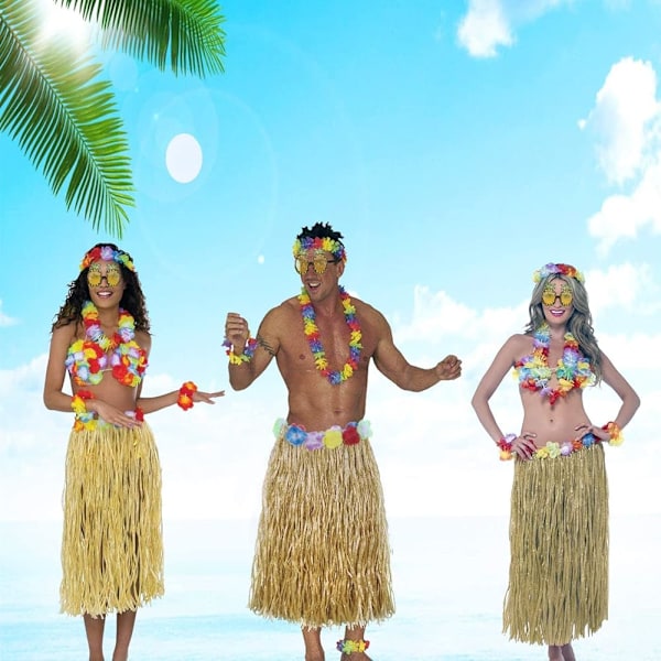 8-pak Hula Skørt Kostume Sæt til Hawaii Luau Fest