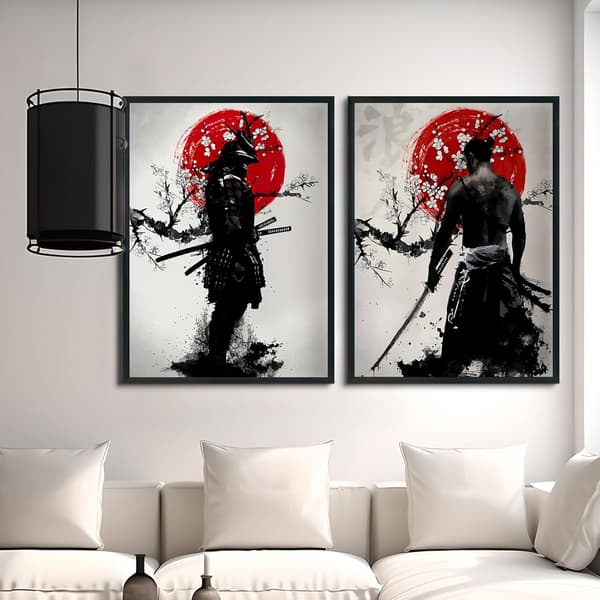 Japansk samuraj canvas-tryck, moderna figurmålningar, canvas-tryck, moderna målningar för vardagsrum eller sovrum, utan ram (2x30x40cm)