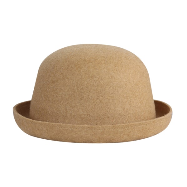 Damer flickor roll-up brätte ull kupol hatt Bowler (kamel)