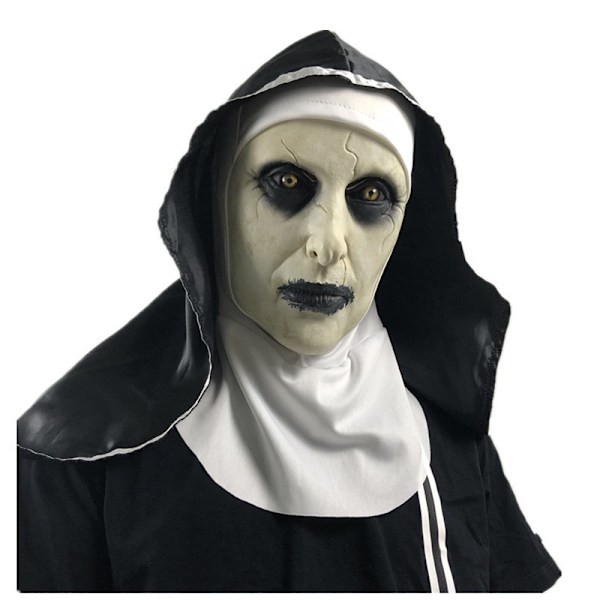 Nunnan skräckig cosplay kostym mask Halloween latex full head mask