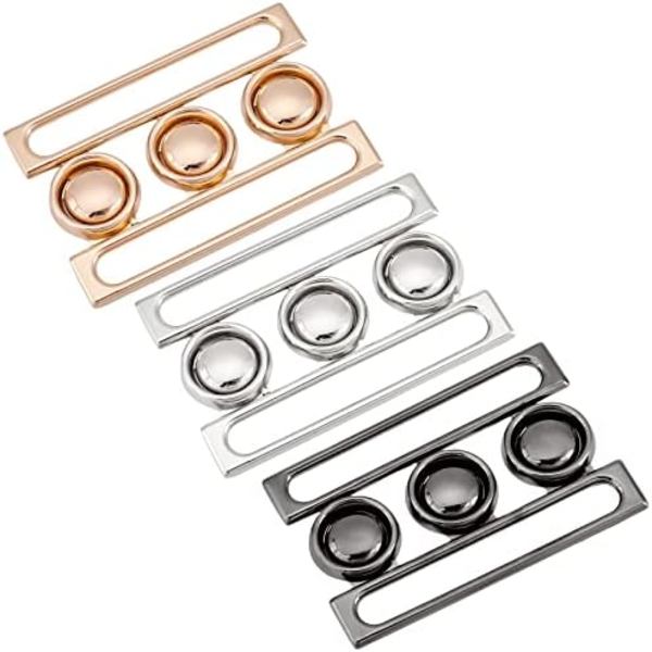 3 Sett med 3 Farger Bredt Midjebåndsøye Spenne, 2,7x1,2 Metallkrok Spenne Festes Bånd Tilbehør for DIY Midjebånd Hånd