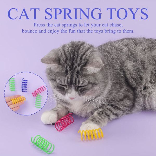 40 stycken kattfjädrar, färgglada spiralfjädrar för katter, kattungar plastfjädrar, interaktiva katt leksaker, katt