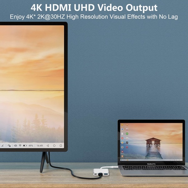 USB C til HDMI USB C-adapter med 4K HDMI-udgang USB 3.0-port og