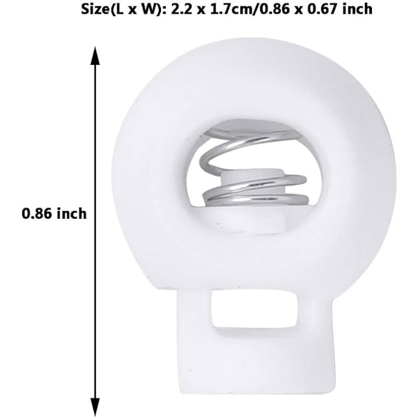 50 stycken 2 färger runda dragskostopp, plastfjäderspänne 6mm enkelhåls snörlås för ryggsäckar kläder masker och dragsko