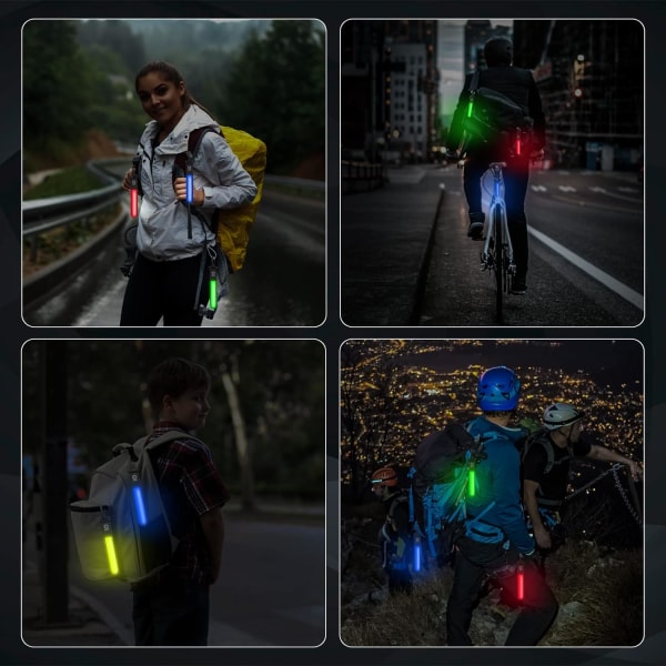 6 stk. reflekterende LED-blinklys til tasker, 3 LED-tilstande, sikkerhedslys, reflekser til