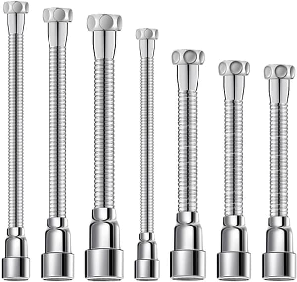 Universell kranforlenger i rustfritt stål - 360° dreibar sprayhode - Bøybar - 16cm - 13cm til 75cm