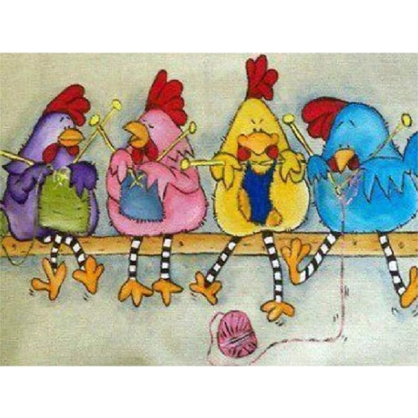 Knitting Chicken 5d Diamond Painting Kit för vuxna, Kyckling F