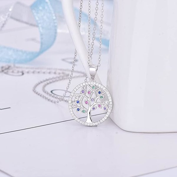 Kvinnors Livets Träd Halsband i 925 Sterling Silver Cubic Zir