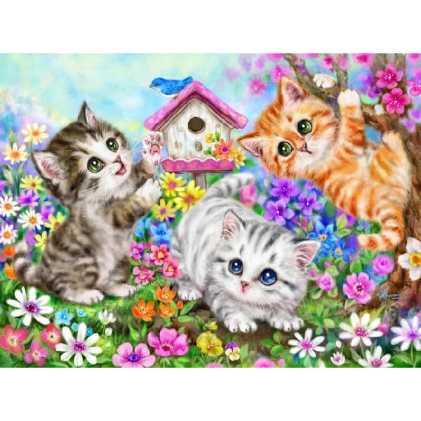 30 x 40 cm, vihainen kissa Timanttimaalaus Broderie Diamant Peint