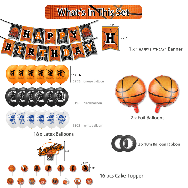 Basketfesttillbehör med festbanderoller, pojkefödelsedag B