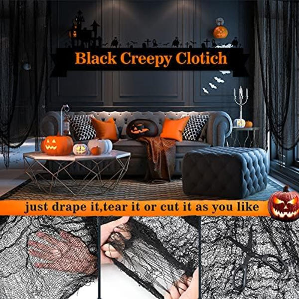 Halloween Krybende Klud Sort 30×72inch - Halloween Dekorationer Udsalg - Krybende Spooky Halloween Dekorationer Udendørs I