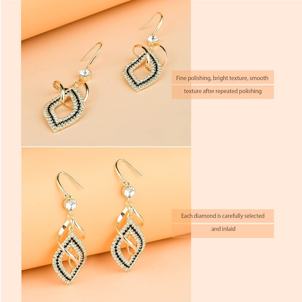 925 Sterling Silver Handgjorda Linjära Virveltråds Bohemiska Boho 14K Gulddiamanter Örhängen Hypoallergena Örhängen Mode