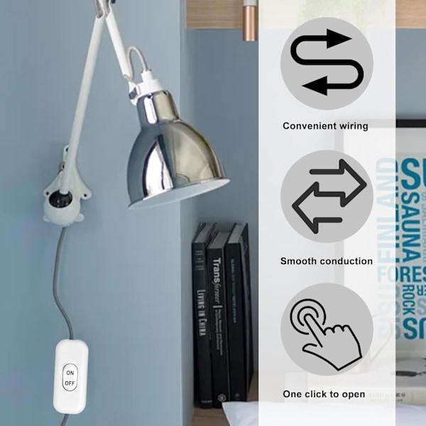 Pakke Sengelampekontakt, Sort Kontakt, 6A 250V Dobbeltpolet Kontakt, Mini Vippekontakt til Lille Apparat, Sengelampe
