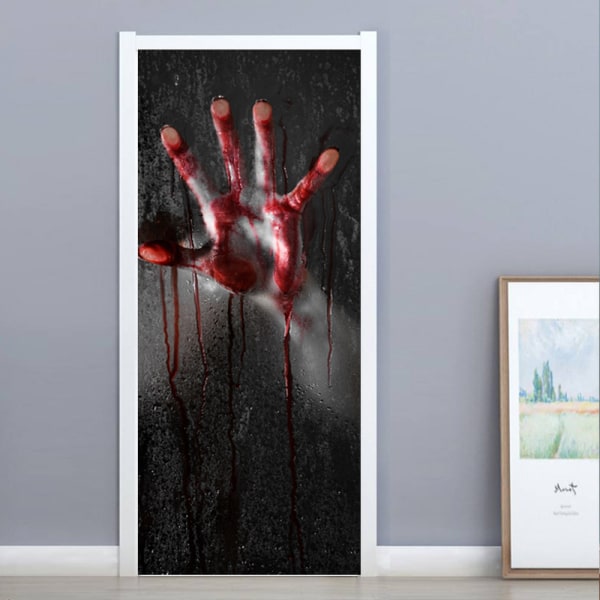 3D-veriset Halloween-verikäden tarrat, 30 x 79 tuuman realistinen verikäden puu -oven tapetti S