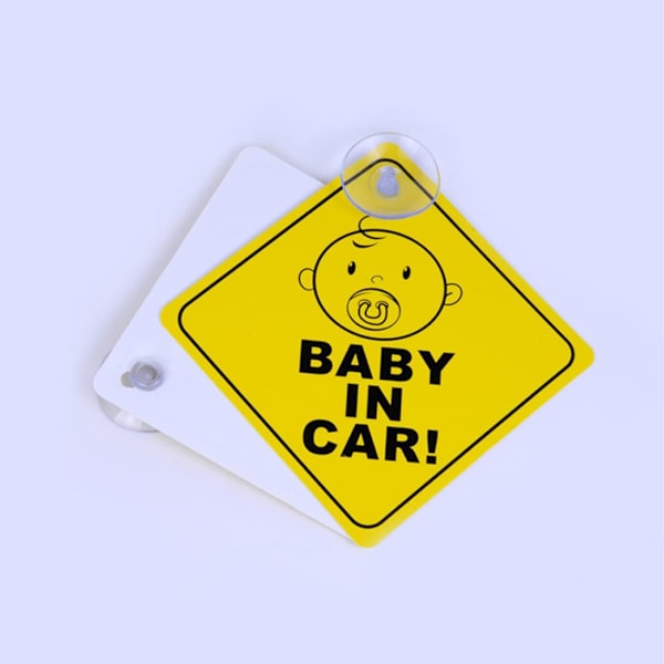 Pieces Baby On Board Bilskilt, Gul Baby On Board Skilt til Bil, Med Sugeskål Baby On Board Sticker Sikkerhedsadvarsel St