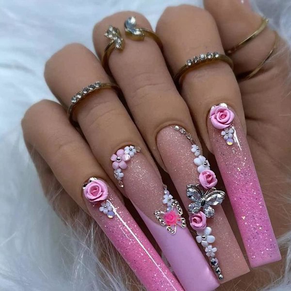 10 ST 3D Legering Fjäril Nagelberlocker Fjäril Nagelstenar Nagelstrass Glänsande Kristall Fjärilar Form Nagelkonst Berlocker Tillbehör för Kvinnor Nagel D