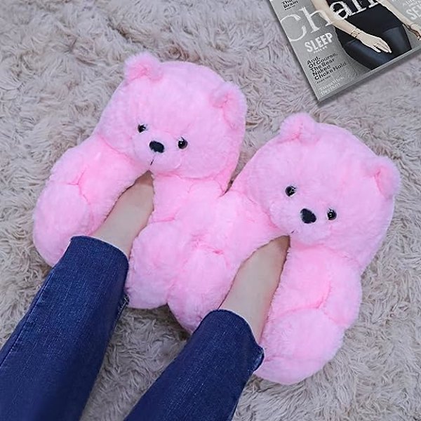 Kvindernes Teddy Bear Tøfler Hjem Indendørs Bløde Skridsikre Søde W
