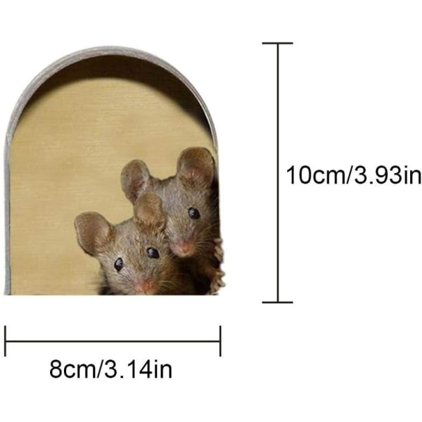 3D-seinätarrat, 5 kpl hiiren reikiä seinätarrat Realistiset hiirenreikätarrat kotiin makuuhuoneeseen L