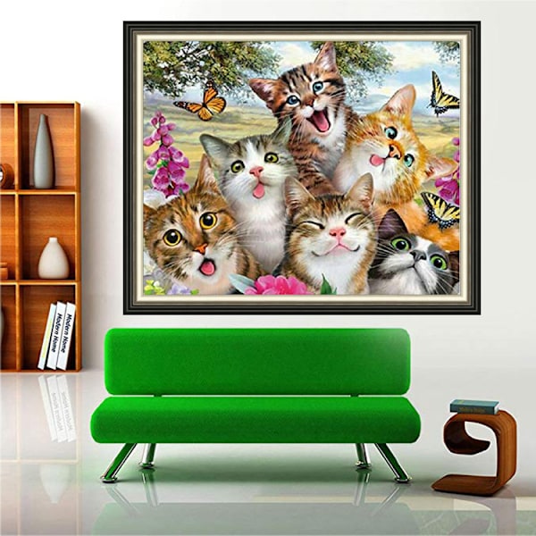 30x40cm Kit#B 5D DIY Timanttimaalaus, Kissat Timanttimaalaus, P