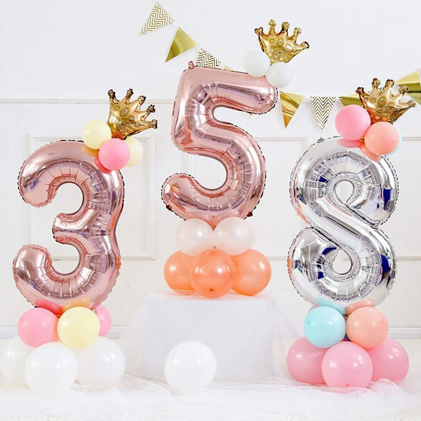 Fødselsdag Ballon Nummer 28 / 82 Rose Gold 86cm, Alder Fødselsdag Bold