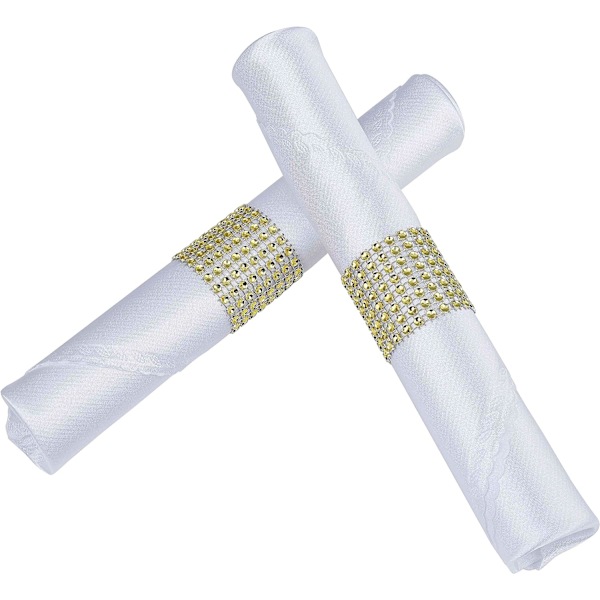 (Gull) Serviettring Sølv Rhinestone Bånd Bling Pynt for Vi