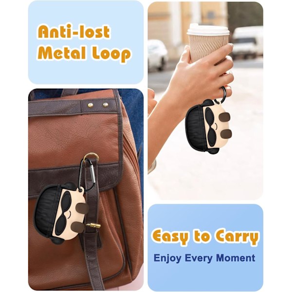 for Airpods 4. etui - Søt Kawaii Solbrillepotet med nøkkelring for AirPods 4. generasjons etui (2024) Morsom 3D Myk Silikon Kul for jenter Kvinner
