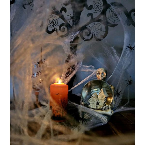 Halloween 60g Vit Spindelväv Dekoration med 30 Falska Spindlar, Spindelnät, Spindelnät, Läskig Dekoration