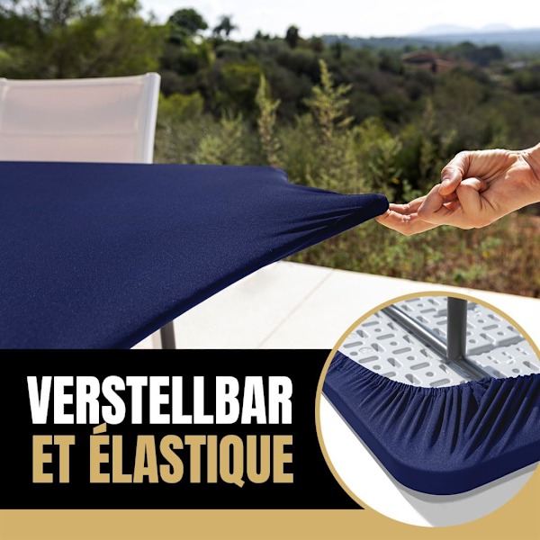 1 stk. rektangulær udendørs dug blå 182x76 cm, elastisk havedug, pletafvisende, let at rengøre, ideel til klapbord, camping, terrasse, B