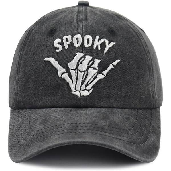 Halloween Spooky Hat til Kvinder og Mænd, Justerbar Broderet Bomuldsskelet Hånd Baseball Cap