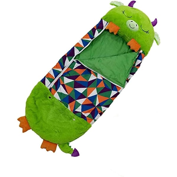 (grøn)160x60cm Børnesovepose og legepude, luretæppe til børn, 2 i 1 sovepose