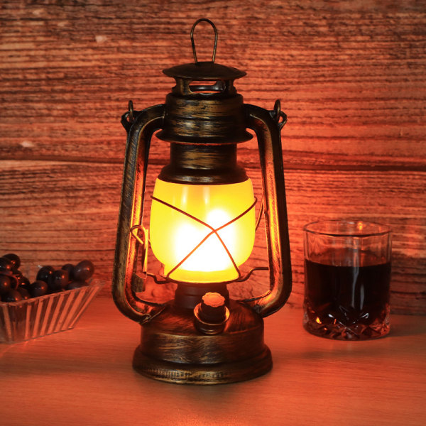 Sett med 1 Vintage Camping LED-lykt Halloween-dekorasjoner, utendørs hengende lykt innendørs dansende F