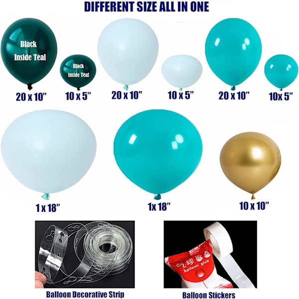 Ballong Combo Kit Blå Ballong Dekoration Kit Ballong Kedjeset Latex Ballong Bröllop Födelsedagsfest