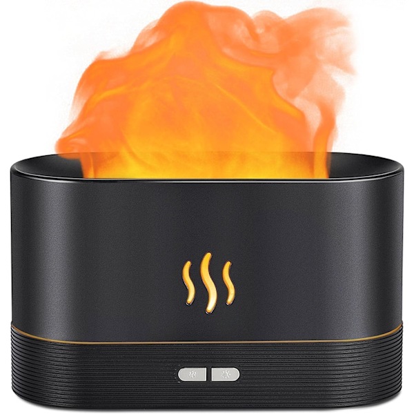 Flame Luftfugter med Diffuser, Opgraderet Duftdiffuser til Æteriske Olier, Ultralyd Aromaterapi, Fire Mist Luftfugter med 2