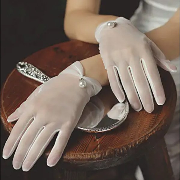 Brude mesh handsker med blonder perle blonde handsker festhandsker,
