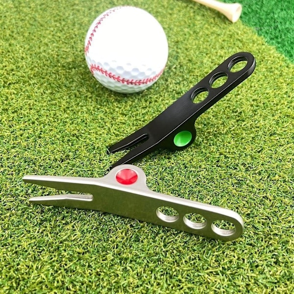 1 Par Sølv Golfbold Gaffel Pivot Divot Reparationsværktøj