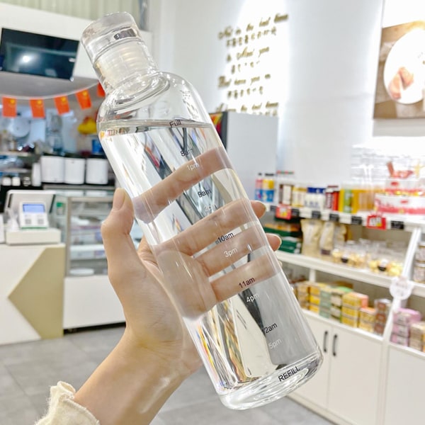 500 ml vandflaske Lækagesikker Tidsskala Udskrivning Transparent