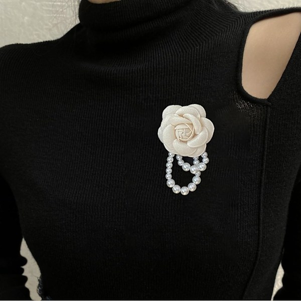 7cm Vintage Ull Kamelia Blomma Pärla Tofs Broscher Nål Armband Hårnål Huvudbonader Brosch Sjalnålar Bröllopsfest Gåva Nätt Elegant Slagnålar D