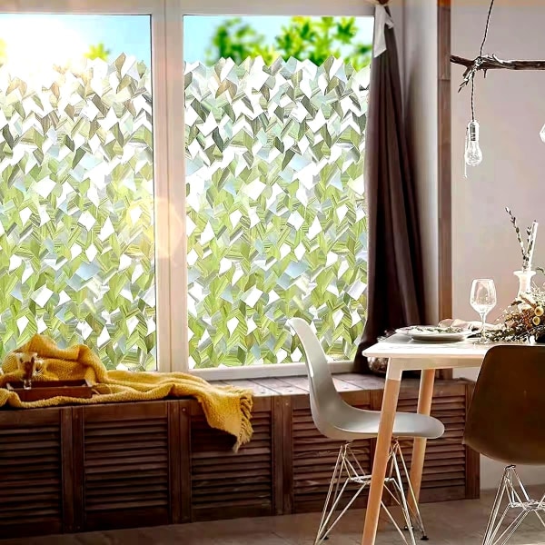 (45x200cm) 3D dekorativ fönsterfilm, självhäftande, ogenomskinlig, limfri, fönsterfilm, glitter