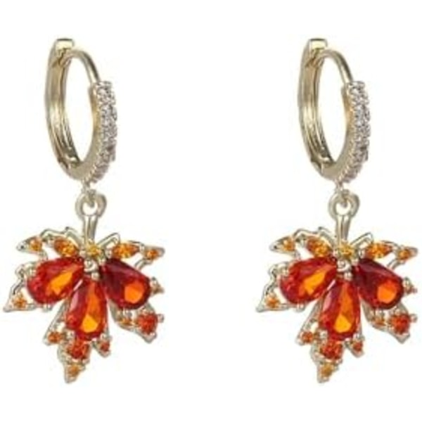 Efterårsøreringe Rhinestone Orange Øreringe Krystal Drop Efterårsøreringe Perfekt Smykke Maple Leaf Øreringe til KvinderTak