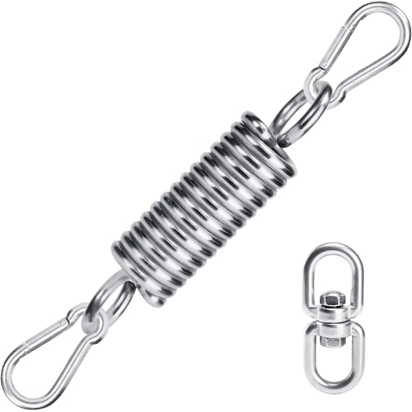 1 st Hammockfjäderkrok, Den har 2 M10 Karabinkrokar, 1 Upphängningsfjäder och 1 360° Rotationsring, Utomhusstolssväng