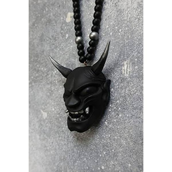 (Musta) Auton riipus Samurai-kypärällä Hannya Japanilainen Oni Auton taustapeilin Ch