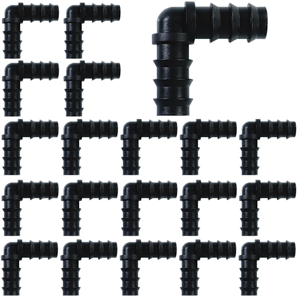 20 STK (Albue) Dryppslangekoblinger for 0,16 cm Hageslangekobling Vanningssystem Vanningsbeslagsett for Slange Plastkoblinger