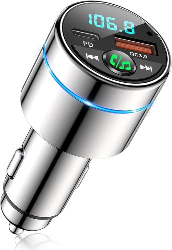 Bluetooth 5.3 FM-sender, Bluetooth billader i metall, PD30W Type C+QC3.0 hurtiglader for bil, Bluetooth bilradioadapter