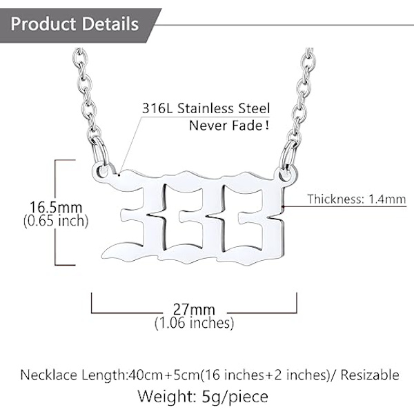 2 Angel Number Choker Halskjede for Kvinner Menn, 000-999 Lucky Numbe