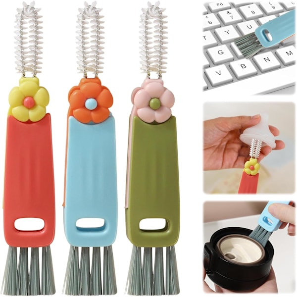 3-pack 3-i-1 Multifunktionell Rengöringsborste för Mugglock