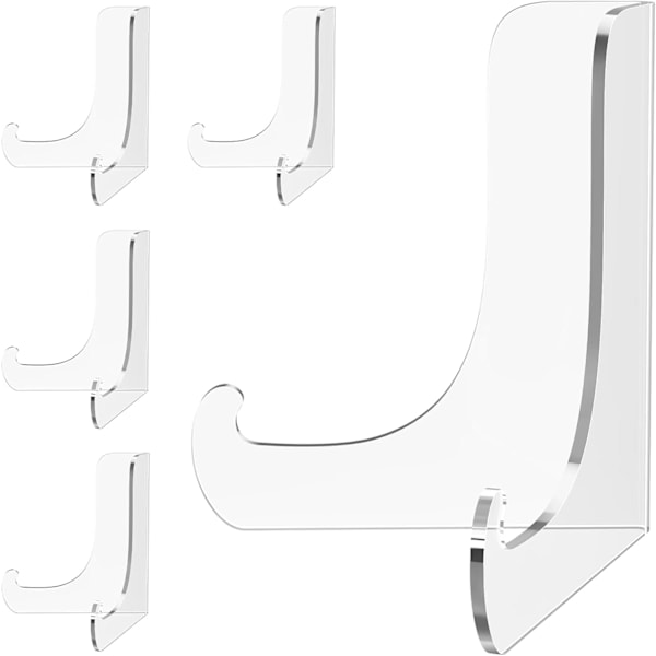 5-pakks Akryl Displaystativ, Plate Stativ for Visning, Klar Staffeli Stativ, Display Holder for Kort, Ramme, Bilde, Magasin