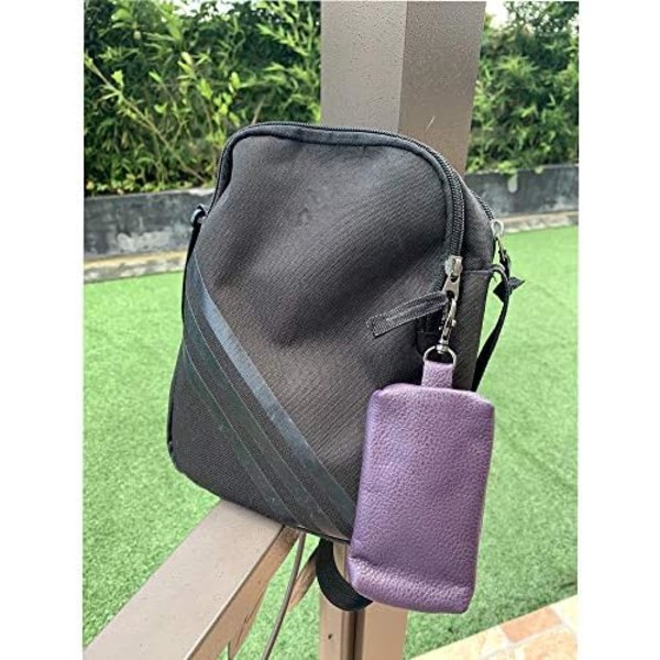 12x7.6cm Unisex Nyckelhållare i äkta läder, plånboksfodral, väska, nyckelring med nyckelring & blixtlås (lila)