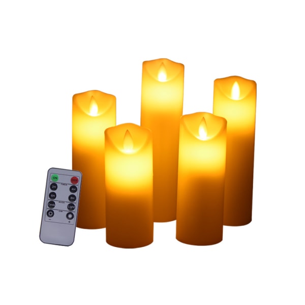 LED candles, Set of 5 decorative candles (13cm, 14cm, 16 cm, 18 cm, 20 cm), Flameless candle with 10